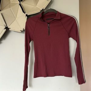 Abercrombie 90’s Striped Half Zip Beautiful mauve pink Medium